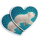 2x Heart Shape Vinyl Stickers Polar Bear Cub Snow Background #60646