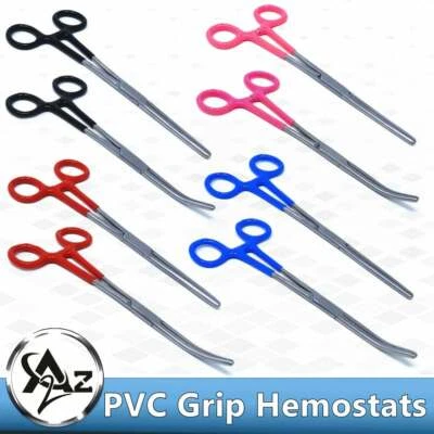 Pinzas de hemostático de agarre cómodo aisladas de vinilo mandíbulas dentadas completas abrazaderas de bloqueo Foto 1 de 3