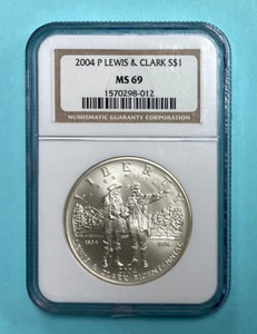 2004 P Lewis and Clark ~ Silver Modern Commemorative Dollar ~ $1 ~ MS 69 NGC - Picture 1 of 7