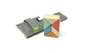 6 Piece Tegu Pocket Pouch Prism Magnetic Wooden Block Set, Sunset - Picture 1 of 12