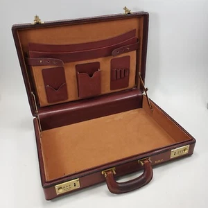 Vintage Schlesinger Bros Brown Full Grain Saddle Leather Hard Briefcase 18" READ - Picture 1 of 24