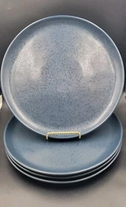 S/O 4 Crate And Barrel Blue Speckled Stoneware Dinner Plates Farmhouse Portugal - Picture 1 of 6