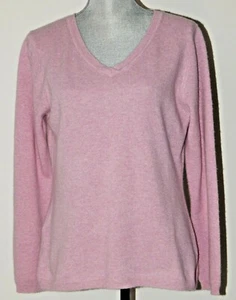 NWT WOMEN’s Qi CASHMERE V-NECK PULLOVER SWEATER DUSTY ROSE LARGE - Picture 1 of 5