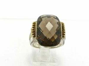 Estate Sterling Silver 15ct Natural Smoky Quartz Solitaire Ladies Ring 11.7g - Picture 1 of 4