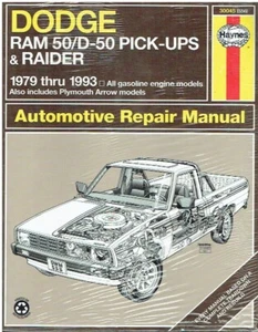 DODGE D-50 , RAM 50 & RAIDER PICK-UP 2.0 2.4 2.6 3.0 1979-93 REPAIR MANUAL *NEW* - Picture 1 of 1