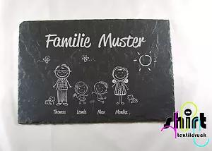 S 99 - Namensschild Familie Schiefer Türschild Name Lasergravur Schieferplatte - Bild 1 von 3