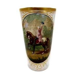 Champagne cup with colorful enamel painting and gold decor, Moser around 1885-1900 - Picture 1 of 4