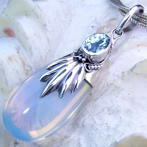 Opalglas u. Topas SILBER 925 33m Anhänger f. Kette silver 925 pendant topaz - Bild 1 von 1