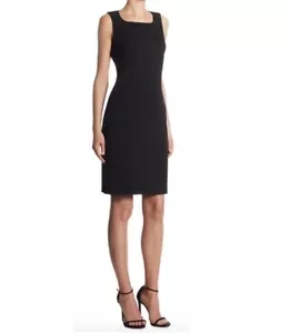 Vestido St. John Caviar tejido sin mangas talla 14 negro mezcla de lana hasta la rodilla - Imagen 1 de 5