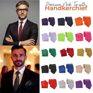 Conjunto de corbata y pañuelo premium para hombre para negocios traje formal e informal - Imagen 1 de 253