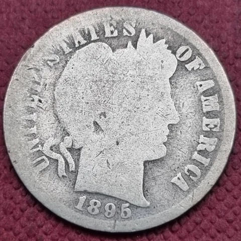 1895 Barber Dime 10c Circulated #58558 Cover