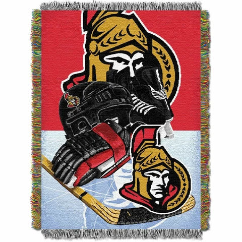 NHL WOVEN TAPESTRY THROW OTTAWA SENATORS 48X60 NEW!!! Cover