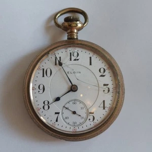 Antique 1905 Elgin Grade 349 Model 7 18s 21j Gold Tone Case Pocket Watch- AS IS - Picture 1 of 9