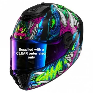 Shark Full Face Motorbike Helmets - Spartan RS Shaytan - Purple/Green/Black - Picture 1 of 3