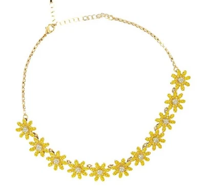 Betsey Johnson Ooh A Daisy 正面项链黄色花朵 — 第 1/3 张图片