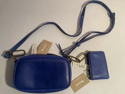 Madewell мини карабин через плечо сумка электрический синий кожаный w/кошелек для монет новый с Ярлыками - Изображение 1 из 4
