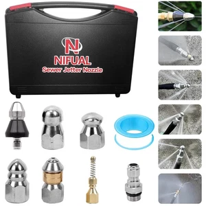 8PCS Sewer Jetter Nozzle Kit with Box Stainless Steel Rotating Nose Sewer Jet... - Picture 1 of 7