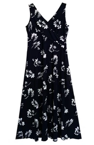 Ralph Lauren, Dark Navy Blue & White Floral Print Long Pullover Dress, size 14 - Picture 1 of 5