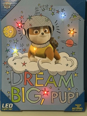 Paw Patrol Rubble LED Canvas picture Nursery Kids Room Decoration Light Up  - Image 1 of 4