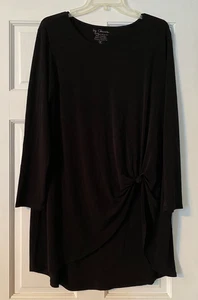 By CHICO'S Top Size 3 (XL) Black Knotted Front Tunic Long Sleeve Women's - Picture 1 of 5
