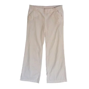 Candies Linen Blend Pants Juniors 9 Beige Wide Leg Lightweight Casual Beach - Picture 1 of 8