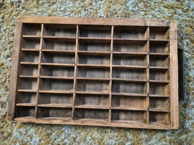 Impressoras de madeira gaveta tipografia bandeja caixa de sombra display 17x11 com desgaste - Imagem 1 de 4