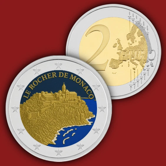 MONACO      2 Euro Coloured  UNC Color  Coin - Image 1 of 1