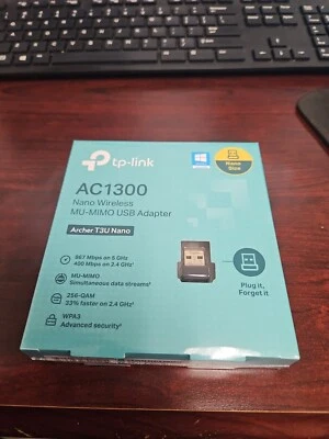 TP-LINK AC1300 Nano Design Wireless MU-MIMO USB Adapter ArcherT3UNano USB 2.0 - Image 1 of 4