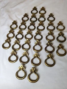 Vtg KEELER BRASS CO?  Gold color drawer pulls clover handles Primitive Rustic - Picture 1 of 5