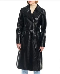 Vince Camuto Ladies' Maxi Faux Leather Jacket, Color Black Size XLarge NWT - Picture 1 of 4
