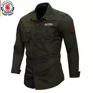 Fredd Marshall 2025 Neu 100% Baumwolle Militär Hemd Herren Langarm Freizeit Kleid - Bild 1 von 10