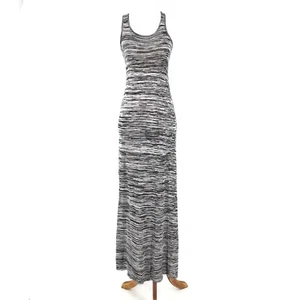 HM Divided Womens Dress 6 Black Gray Maxi Sleeveless Pullover Striped - Picture 1 of 22