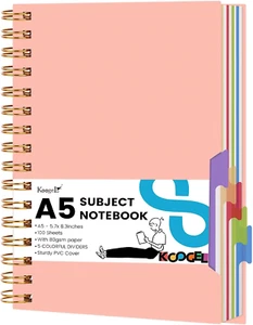 Notebook with Dividers,A5 Spiral Notebook with Tabs Journals for Women with 200 - Picture 1 of 12