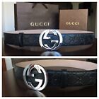 Black Gucci Belt Silver Buckle New Authentic size 32-34