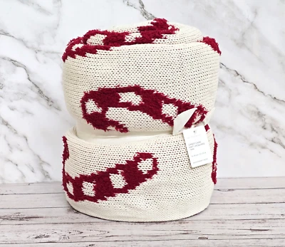 Manta de Navidad Pottery Barn Candy Cane Jacquard tejida ~ TOTALMENTE NUEVA Foto 1 de 4