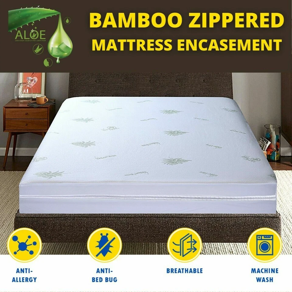 Pure100% Poly Cotton Zipped Mattress Protectors Anti Bed Bug Full Cover All Size - Image 1 of 4
