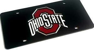 Ohio State Buckeyes  License Plate  Laser Cut  Black   Detail Man Cave New Look 