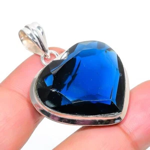 Faceted Iolite Gemstone Handmade 925 Sterling Silver Jewelry Pendant 1.70" A802 - Picture 1 of 7