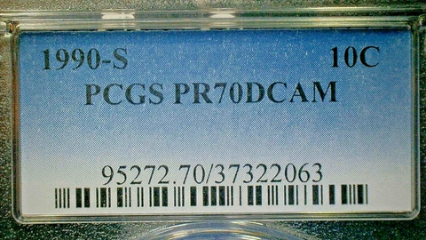 4TH OF JULY SALE --U.S. UNC. 1990-S PCGS PR70DCAM ROSY CLAD DIME-KM#195a Cover