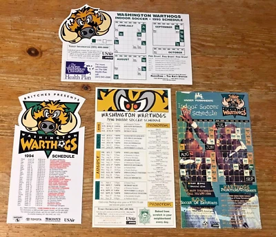 Washington Warthogs 时间表磁铁 4 件装室内足球 1994 - 97 CISL — 第 1/4 张图片