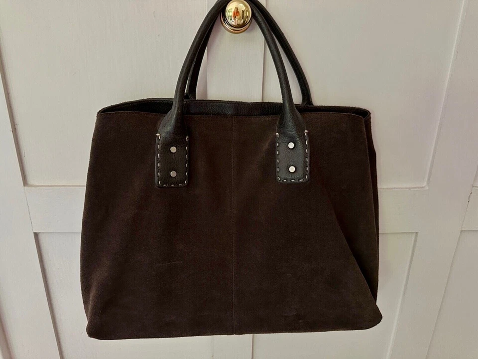 NUEVO Bolso/Maletín para Laptop Ann Taylor Marrón Gamuza Años 90 De Colección 19" x 11" x 4.75 Foto 1 de 4