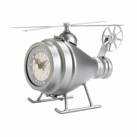 Silver Helicopter Desk  Clock - NIB Cover