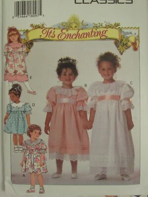 Darling OOP BUTTERICK 3214 Toddlers Dress in 3 Lengths/5 Looks PATTERN 1-2-3 UC - Image 1 of 3