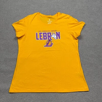 Camisa feminina LA Lakers tamanho 2XL amarela NBA basquete fanáticos stretch Lebron - Imagem 1 de 4