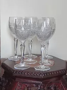 7 Rare Dartington UK Cut Crystal Wine Glasses - Picture 1 of 3