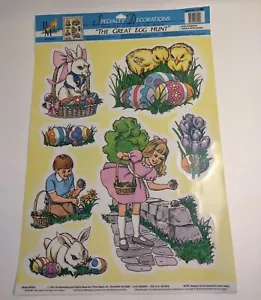 Easter Window Clings - Vintage 1993 - The Great Egg Hunt - Prism Magic Reusable - Picture 1 of 8
