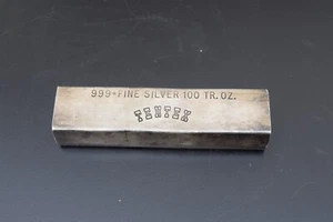 100 TR. oz . 999 FINE Silver Bar Poured TENTEX Kit Kat Ag - Picture 1 of 8