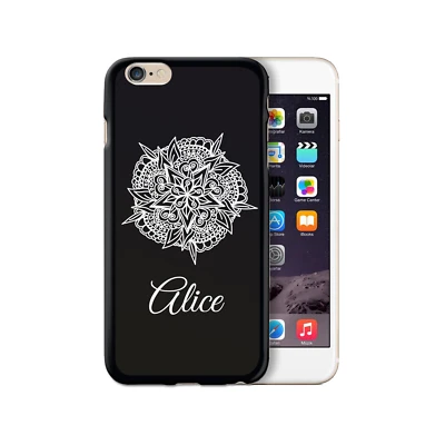 Funda Personalizada Inicial Teléfono Nombre Personalizado Flor Floral TPU Negra Cubierta Suave Foto 1 de 4