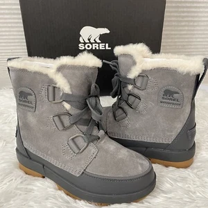 SOREL WOMENS TIVOLI IV WATERPROOF SUEDE BOOTS, THINSULATE QUARRY GRAY sz 5 NEW - Picture 1 of 6