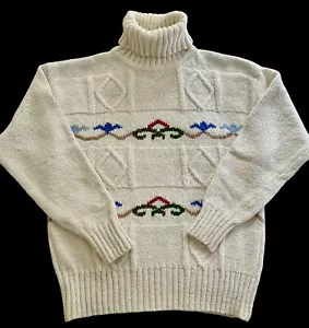 Le Moda Knitwear Turtleneck Sweater Size: Large 1990's Hand Loomed & Embroidered - Picture 1 of 24